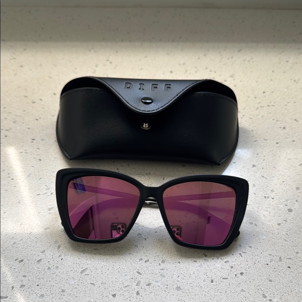 Black Sunglasses with Pink Lenses